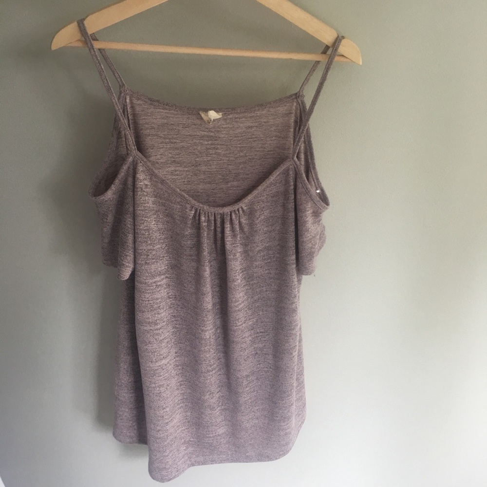 Lavender & Grey Cold Shoulder Knit Top SZ XL